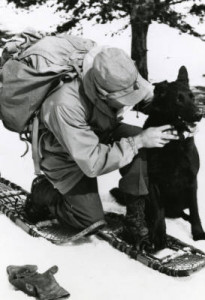 Photo of handler and dog from Camp Hale, circa 1943-1944.