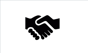 Black and white clip art of a handshake.