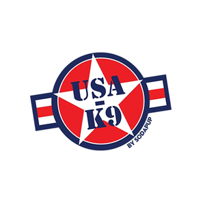 This is the logo of USA-K9, manufacturer of durable military-theme dog toys and one of MWDTSA's sponsors.